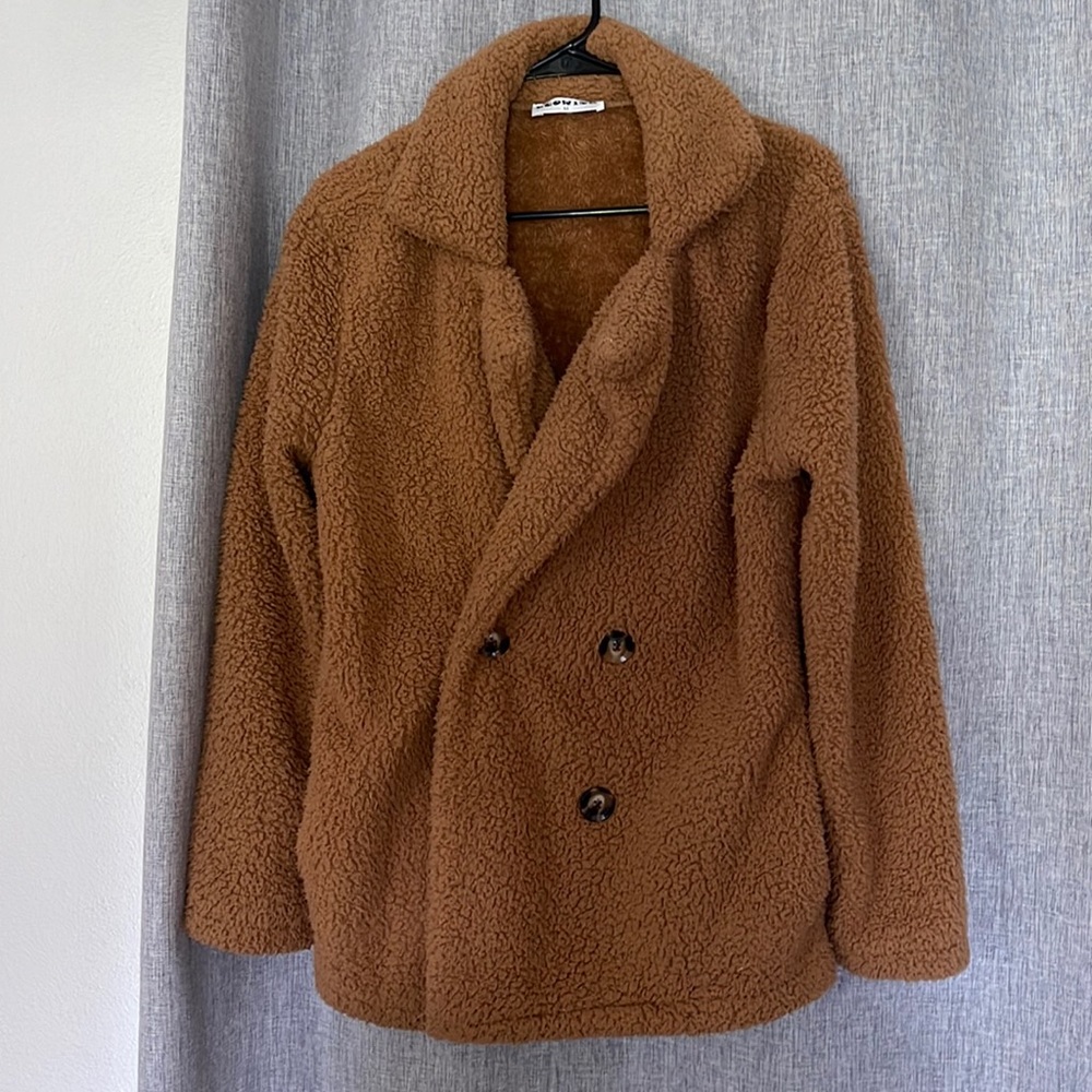 TEDDY bear jacket with pea coat buttons